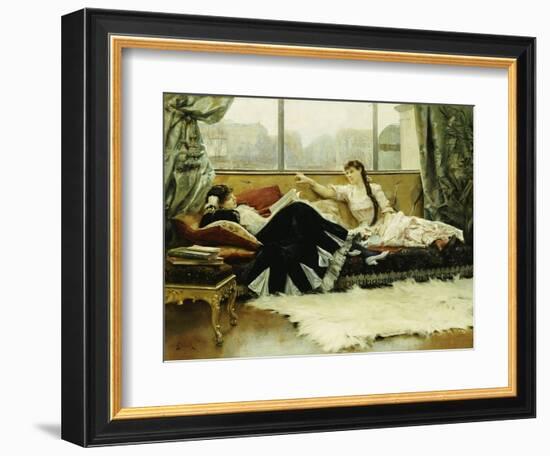 Sarah Bernhardt (1844-1923) and Christine Nilsson (1843-1921)-Julius Leblanc Stewart-Framed Giclee Print