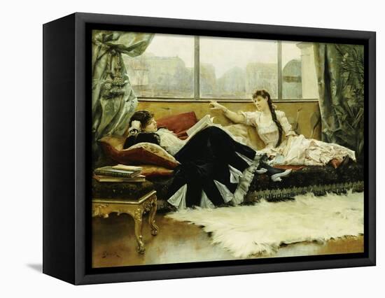 Sarah Bernhardt (1844-1923) and Christine Nilsson (1843-1921)-Julius Leblanc Stewart-Framed Premier Image Canvas