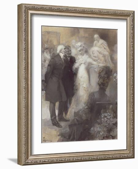 Sarah Bernhardt (1844-1923) at the Paris Opera (Oil on Canvas)-Rene Lelong-Framed Giclee Print