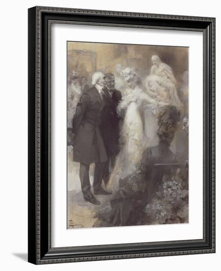 Sarah Bernhardt (1844-1923) at the Paris Opera (Oil on Canvas)-Rene Lelong-Framed Giclee Print