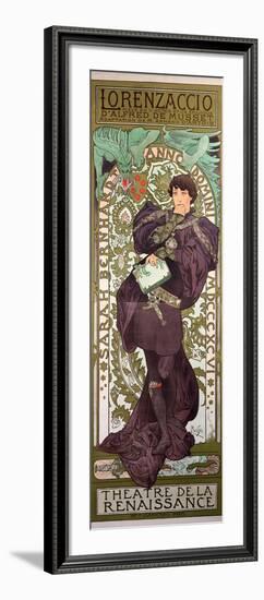 Sarah Bernhardt (1844-1923) in 'Lorenzaccio', a Play by Alfred De Musset (1810-57) at The-Alphonse Mucha-Framed Giclee Print