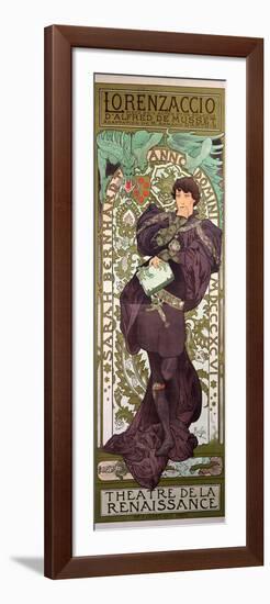 Sarah Bernhardt (1844-1923) in 'Lorenzaccio', a Play by Alfred De Musset (1810-57) at The-Alphonse Mucha-Framed Giclee Print