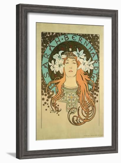 Sarah Bernhardt (1844-1923) La Plume, 1896-Alphonse Mucha-Framed Giclee Print