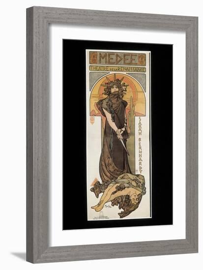 Sarah Bernhardt as Medee at the Theatre De La Renaissance-Alphonse Mucha-Framed Art Print