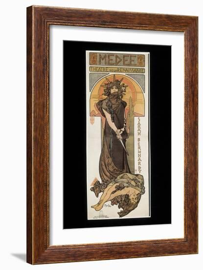 Sarah Bernhardt as Medee at the Theatre De La Renaissance-Alphonse Mucha-Framed Art Print