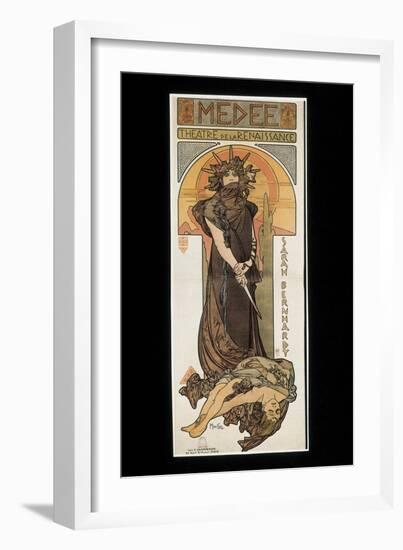 Sarah Bernhardt as Medee at the Theatre De La Renaissance-Alphonse Mucha-Framed Art Print