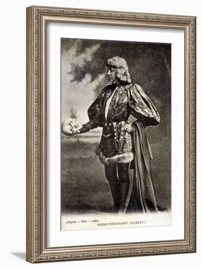 Sarah Bernhardt, French Actress, in Role of Shakespeare's Hamlet. 1887--Framed Art Print