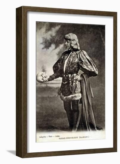 Sarah Bernhardt, French Actress, in Role of Shakespeare's Hamlet. 1887--Framed Art Print