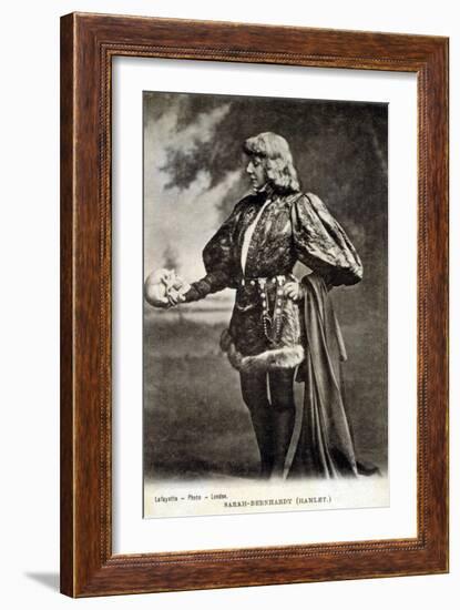 Sarah Bernhardt, French Actress, in Role of Shakespeare's Hamlet. 1887--Framed Art Print