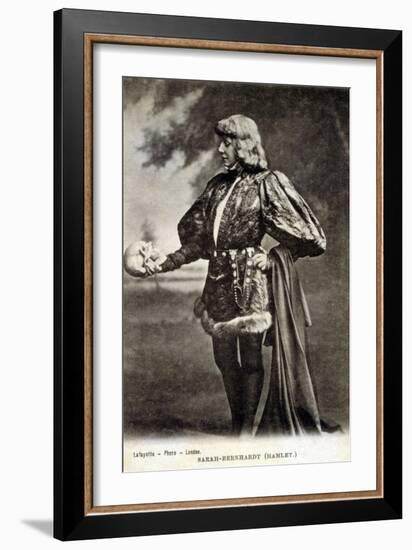 Sarah Bernhardt, French Actress, in Role of Shakespeare's Hamlet. 1887-null-Framed Art Print