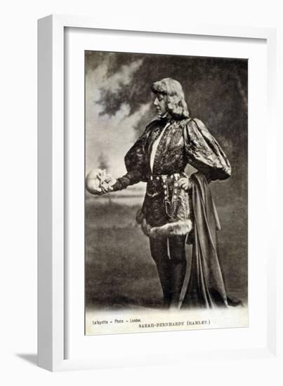 Sarah Bernhardt, French Actress, in Role of Shakespeare's Hamlet. 1887-null-Framed Art Print