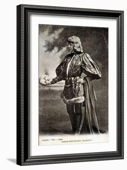 Sarah Bernhardt, French Actress, in Role of Shakespeare's Hamlet. 1887--Framed Art Print