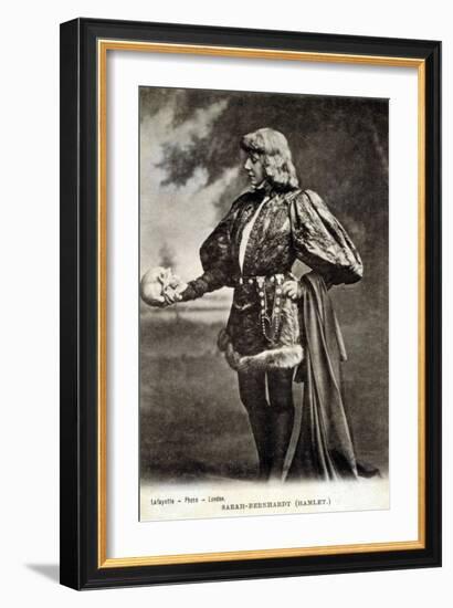 Sarah Bernhardt, French Actress, in Role of Shakespeare's Hamlet. 1887--Framed Art Print