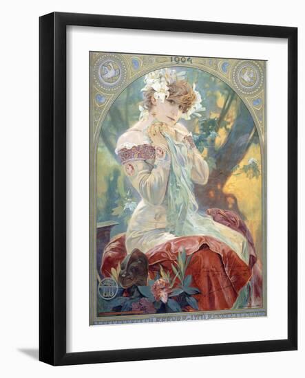 Sarah Bernhardt in the Role of Princess Lointaine, 1904-Alphonse Mucha-Framed Giclee Print