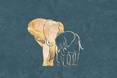 Gold Elephant Line Art Silhouettes 2-Sarah Manovski-Giclee Print