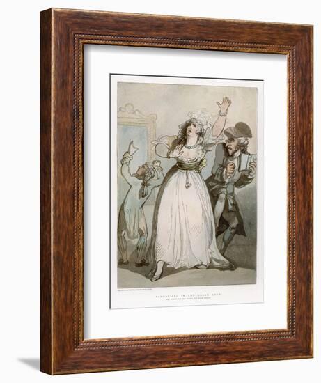 Sarah Siddons Actress Rehearsing in the Green Room with Her Father Roger Kemble-Thomas Rowlandson-Framed Art Print