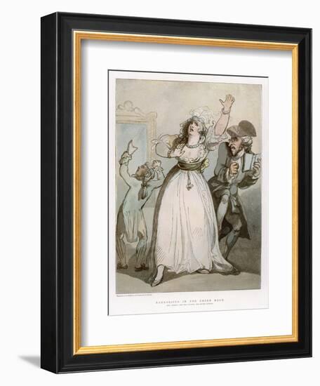 Sarah Siddons Actress Rehearsing in the Green Room with Her Father Roger Kemble-Thomas Rowlandson-Framed Art Print