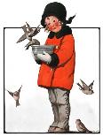 "Little Girl Feeding Birds," Country Gentleman Cover, January 31, 1925-Sarah Stilwell Weber-Giclee Print