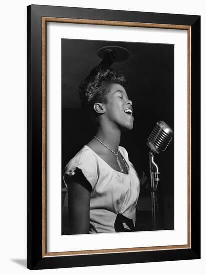 Sarah Vaughan at Microphone-William P^ Gottlieb-Framed Art Print