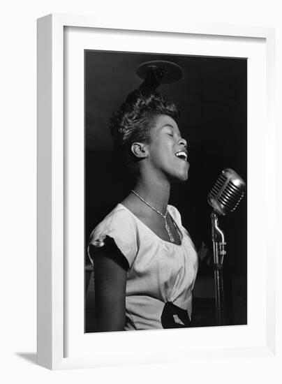 Sarah Vaughan at Microphone-William P^ Gottlieb-Framed Art Print