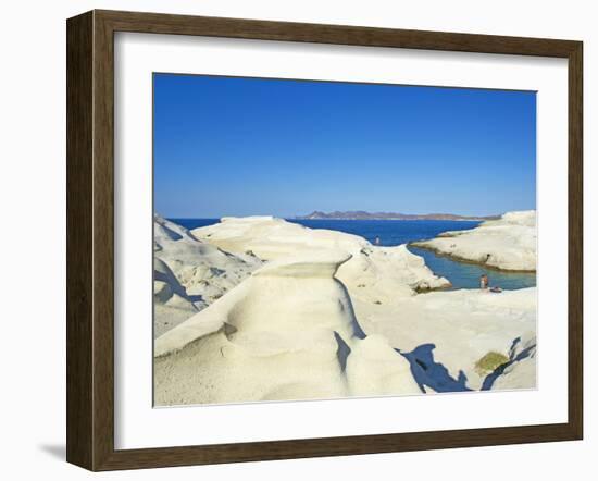 Sarakiniko Lunar Landscape, Sarakiniko Beach, Milos, Cyclades Islands, Greek Islands, Aegean Sea, G-Tuul-Framed Photographic Print