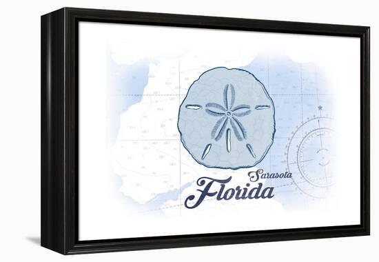 Sarasota, Florida - Sand Dollar - Blue - Coastal Icon-Lantern Press-Framed Stretched Canvas