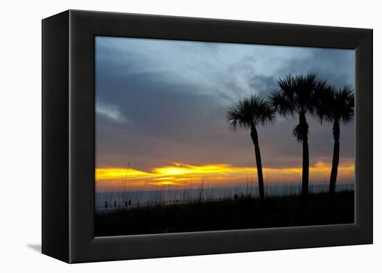 Sarasota, Sunset on the Crescent Beach, Siesta Key, Florida, USA-Bernard Friel-Framed Premier Image Canvas