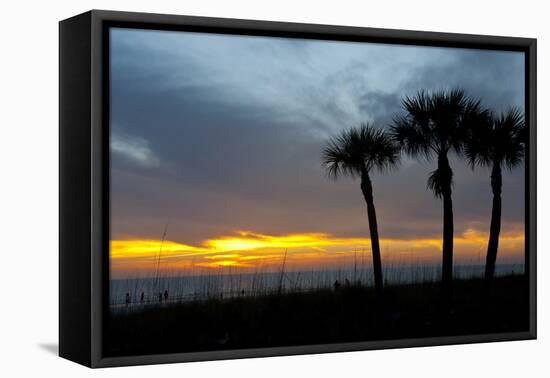 Sarasota, Sunset on the Crescent Beach, Siesta Key, Florida, USA-Bernard Friel-Framed Premier Image Canvas