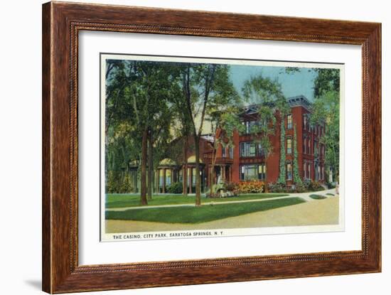 Saratoga Springs, New York - City Park View of Casino Exterior-Lantern Press-Framed Art Print