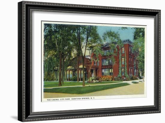 Saratoga Springs, New York - City Park View of Casino Exterior-Lantern Press-Framed Art Print