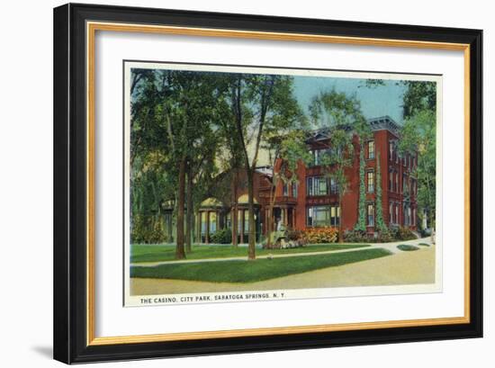 Saratoga Springs, New York - City Park View of Casino Exterior-Lantern Press-Framed Art Print