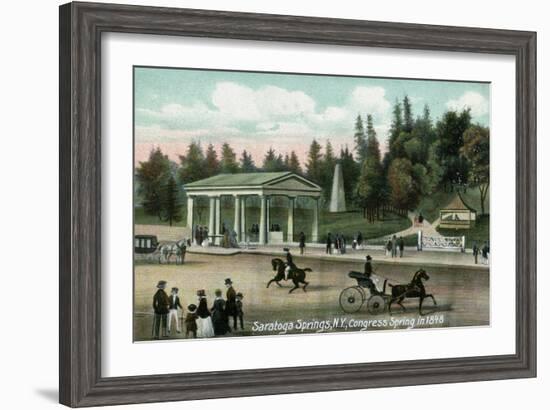 Saratoga Springs, New York - Congress Spring Scene in 1848-Lantern Press-Framed Art Print