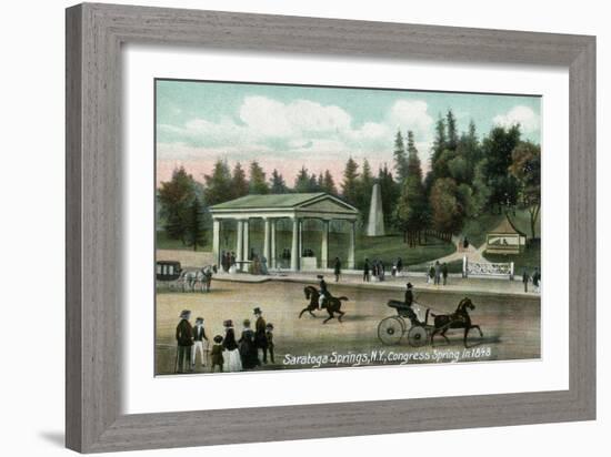 Saratoga Springs, New York - Congress Spring Scene in 1848-Lantern Press-Framed Art Print