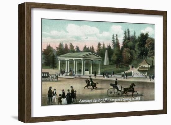 Saratoga Springs, New York - Congress Spring Scene in 1848-Lantern Press-Framed Art Print