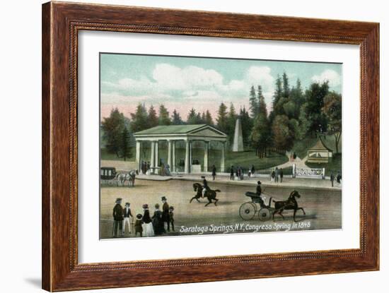 Saratoga Springs, New York - Congress Spring Scene in 1848-Lantern Press-Framed Art Print