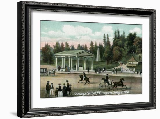 Saratoga Springs, New York - Congress Spring Scene in 1848-Lantern Press-Framed Art Print