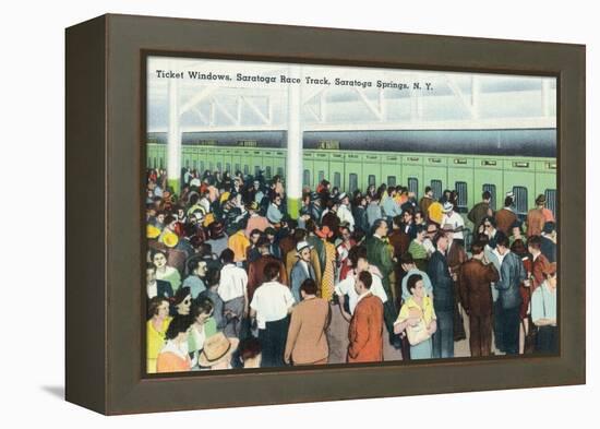 Saratoga Springs, New York - Crowds at Race Track Ticket Windows-Lantern Press-Framed Stretched Canvas