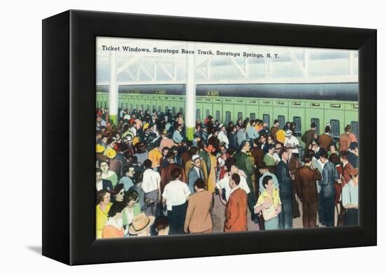 Saratoga Springs, New York - Crowds at Race Track Ticket Windows-Lantern Press-Framed Stretched Canvas