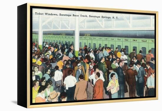 Saratoga Springs, New York - Crowds at Race Track Ticket Windows-Lantern Press-Framed Stretched Canvas