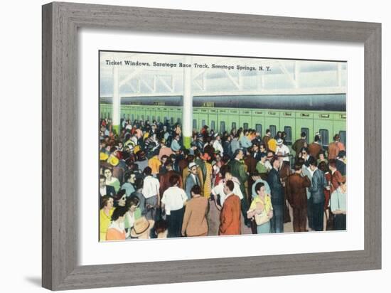 Saratoga Springs, New York - Crowds at Race Track Ticket Windows-Lantern Press-Framed Art Print