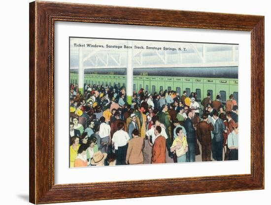 Saratoga Springs, New York - Crowds at Race Track Ticket Windows-Lantern Press-Framed Art Print