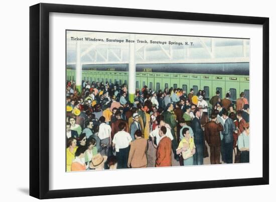 Saratoga Springs, New York - Crowds at Race Track Ticket Windows-Lantern Press-Framed Art Print