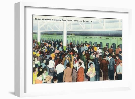 Saratoga Springs, New York - Crowds at Race Track Ticket Windows-Lantern Press-Framed Art Print