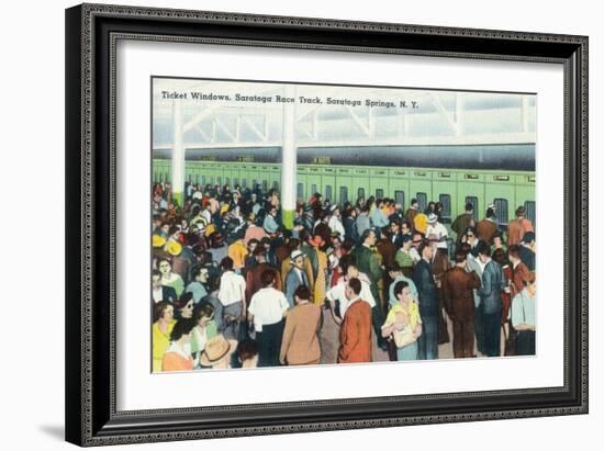 Saratoga Springs, New York - Crowds at Race Track Ticket Windows-Lantern Press-Framed Art Print