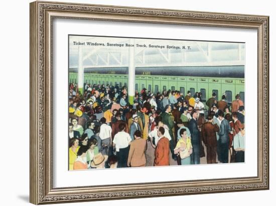 Saratoga Springs, New York - Crowds at Race Track Ticket Windows-Lantern Press-Framed Premium Giclee Print
