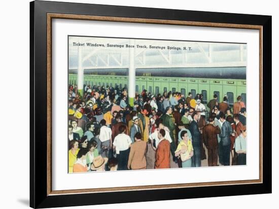 Saratoga Springs, New York - Crowds at Race Track Ticket Windows-Lantern Press-Framed Premium Giclee Print