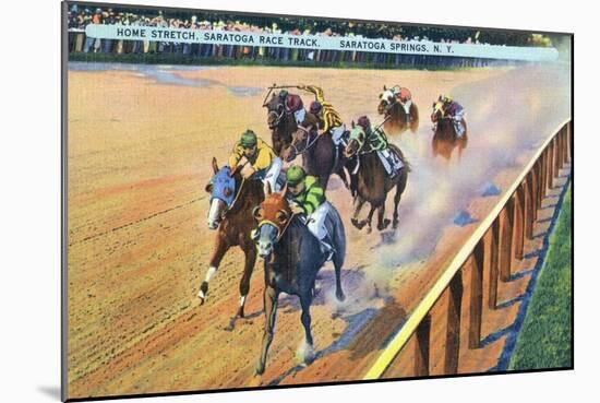 Saratoga Springs, New York - Home Stretch on the Track-Lantern Press-Mounted Art Print