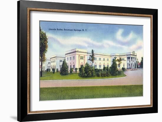 Saratoga Springs, New York - Lincoln Baths Exterior View-Lantern Press-Framed Premium Giclee Print