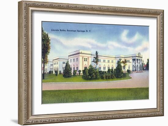 Saratoga Springs, New York - Lincoln Baths Exterior View-Lantern Press-Framed Art Print