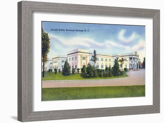 Saratoga Springs, New York - Lincoln Baths Exterior View-Lantern Press-Framed Art Print